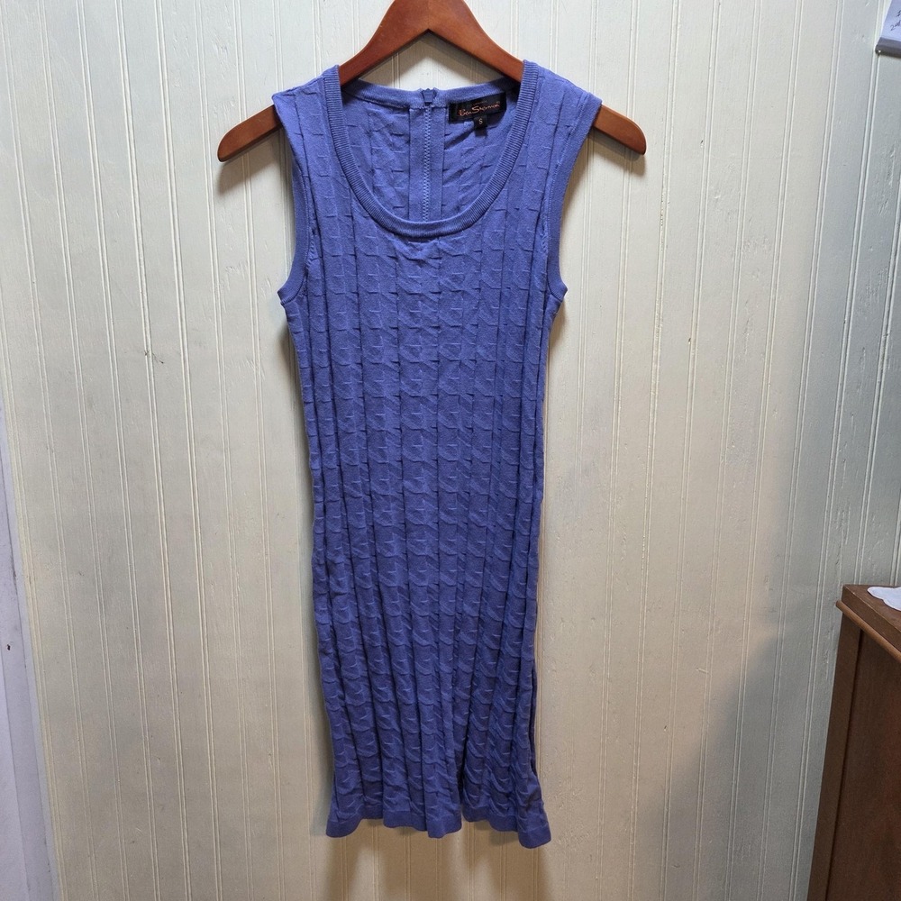 Ben Sherman Dress Womens Small Purple Knit Sleeveless Scoop Neck Sheath Short